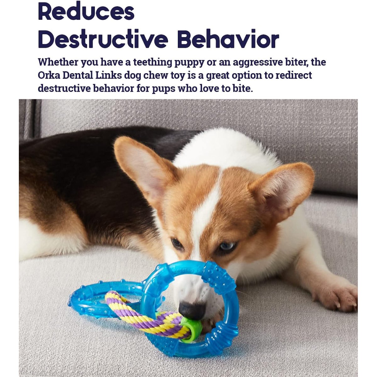 Petstages ORKA Dental Links feature image showing chew toy that helps redirect destructive chewing