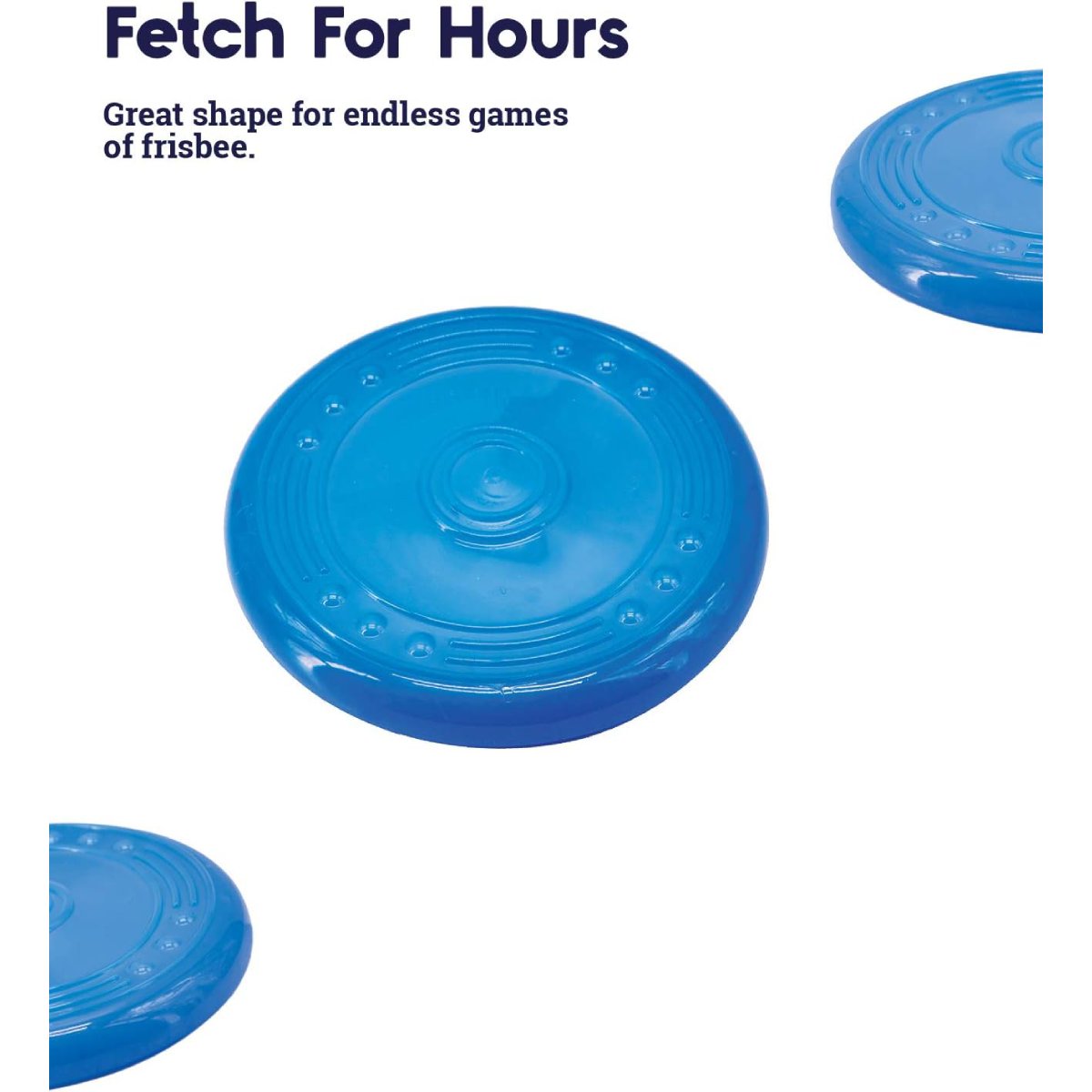 Petstages ORKA Flyer feature image showing blue flying disc dog toy made for fetch games