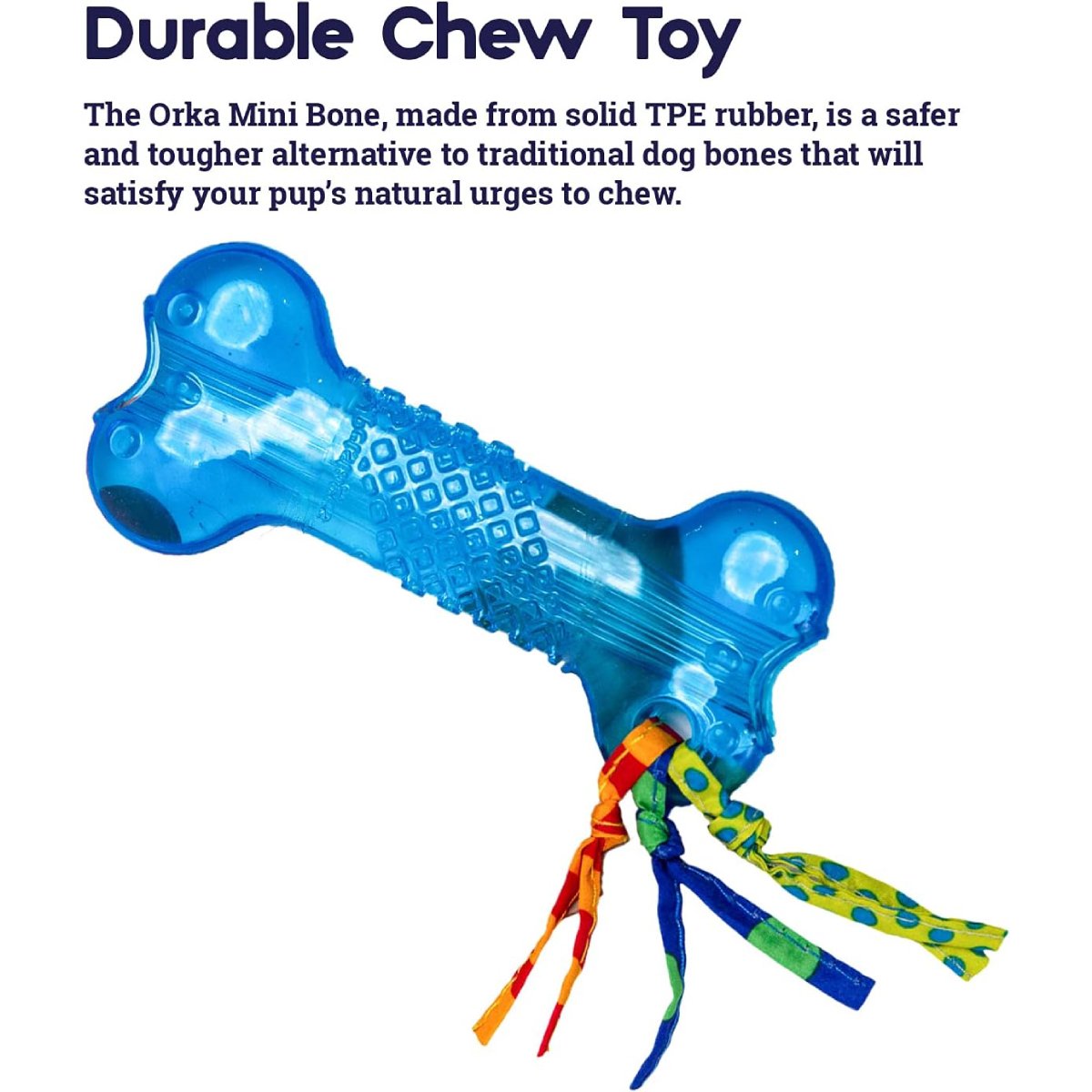 Petstages ORKA Mini Bone durable chew toy feature image made from solid TPE rubber