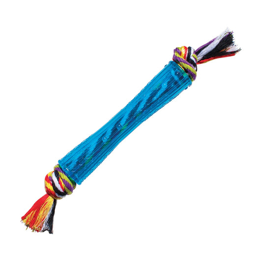 Petstages ORKA Stick royal blue dog chew toy with textured rubber and rope ends