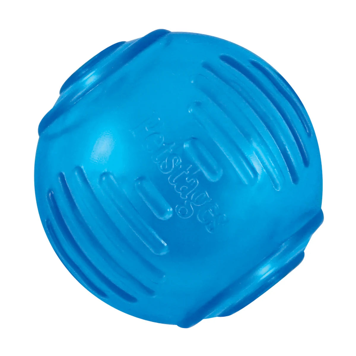 Petstages ORKA Tennis Ball blue treat dispensing dog toy made from durable rubber