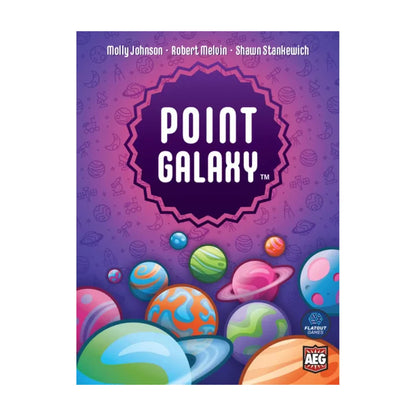 Point Galaxy card game front box with colourful planets and space theme artwork