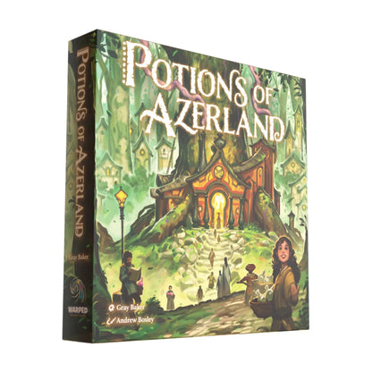 Potions of Azerland strategy board game angled box with magical forest artwork
