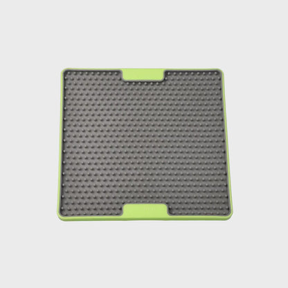 360 video of LickiMat TUFF Soother green lick mat for dogs showing texture and size