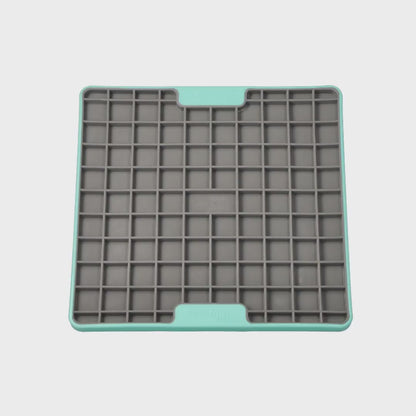 Video of turquoise LickiMat Playdate TUFF slow feeder lick mat for dogs and cats