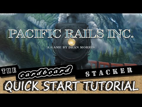 How to play Pacific Rails Inc board game showing worker placement, train upgrades, resource management, and route building across the map