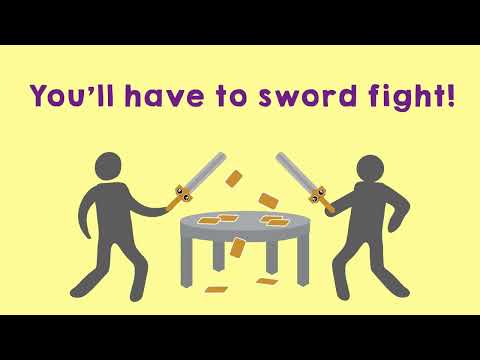 How to play video for Let’s Hit Each Other With Fake Swords explaining card piles, matching sets and foam sword duels