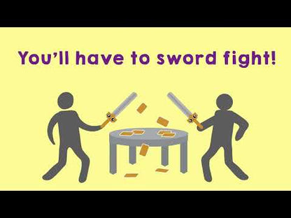 How to play video for Let’s Hit Each Other With Fake Swords explaining card piles, matching sets and foam sword duels