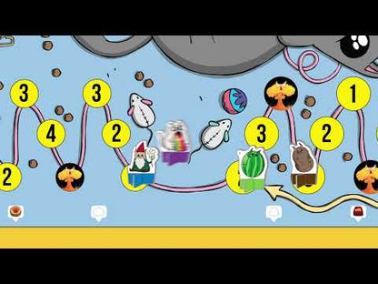 How to play Exploding Kittens: The Board Game, showing the flipping pop-up board, character movement, action cards, Move Discs, and how players avoid Exploding Kitten spaces.