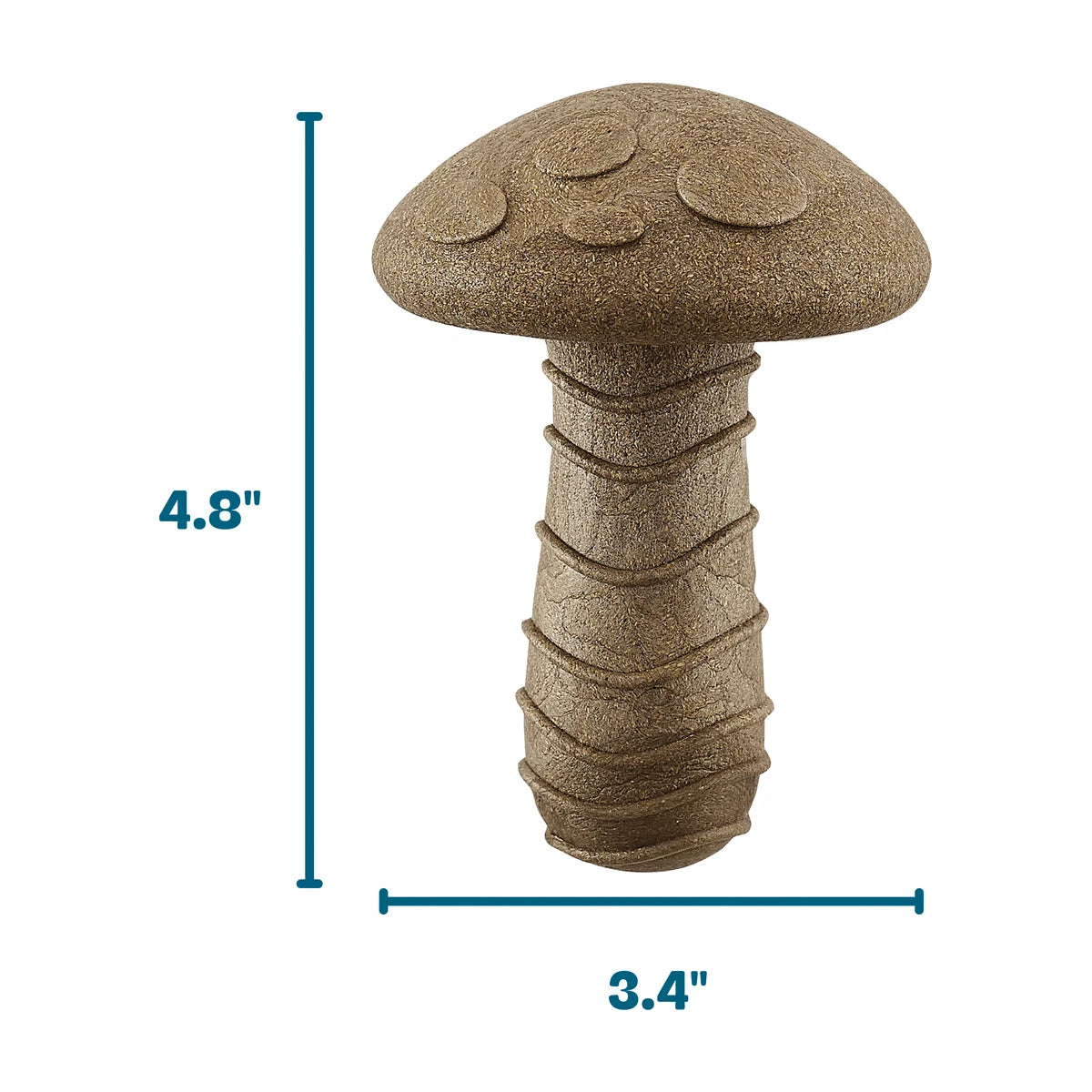 Pupstages Dogwood Mushroom medium chew toy dimensions 12.2 cm high and 8.6 cm wide