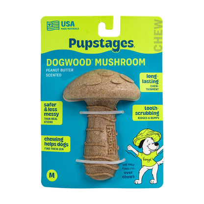 Pupstages Dogwood Mushroom medium dog chew toy in retail packaging