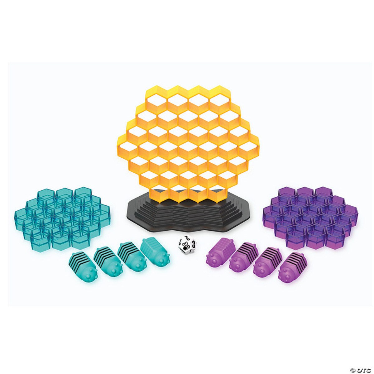 Queen Swarm board game hive board with pollen pieces worker bees and die