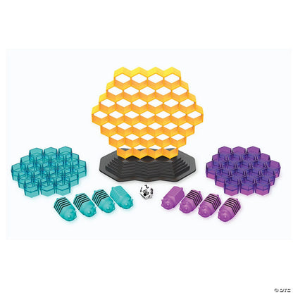 Queen Swarm board game hive board with pollen pieces worker bees and die