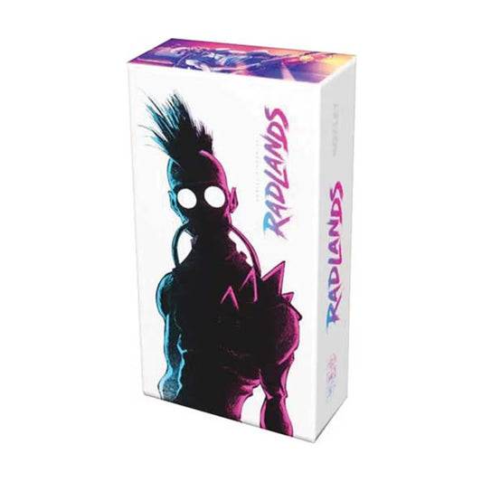 Radlands Retail Edition 2 player post-apocalyptic card game box with neon wasteland artwork
