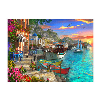RGS Aqua Marine 1500 piece jigsaw puzzle artwork scenic harbour at sunset