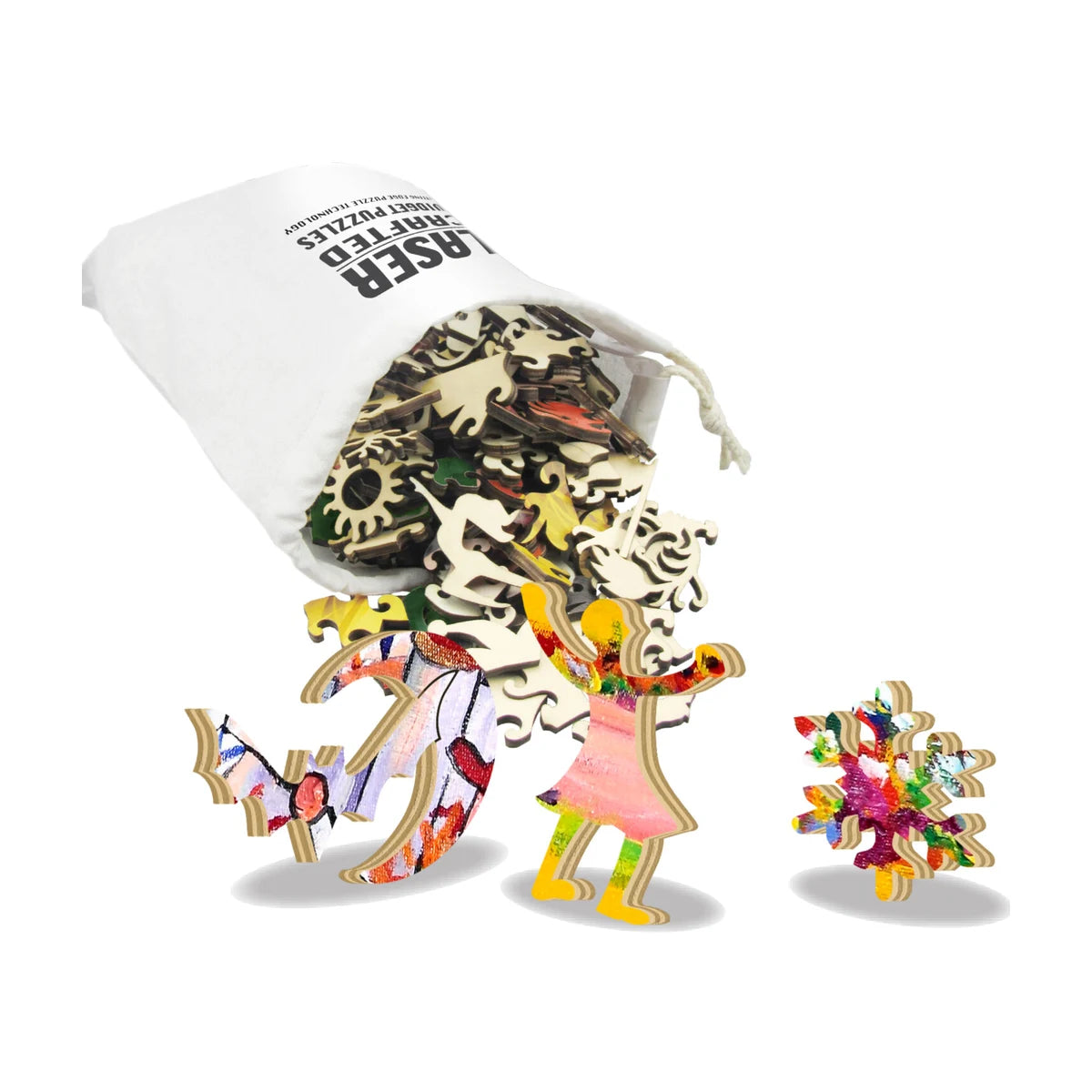 RGS wooden puzzle pieces with storage tote bag included Balloon Festival Widget Puzzle 450pc