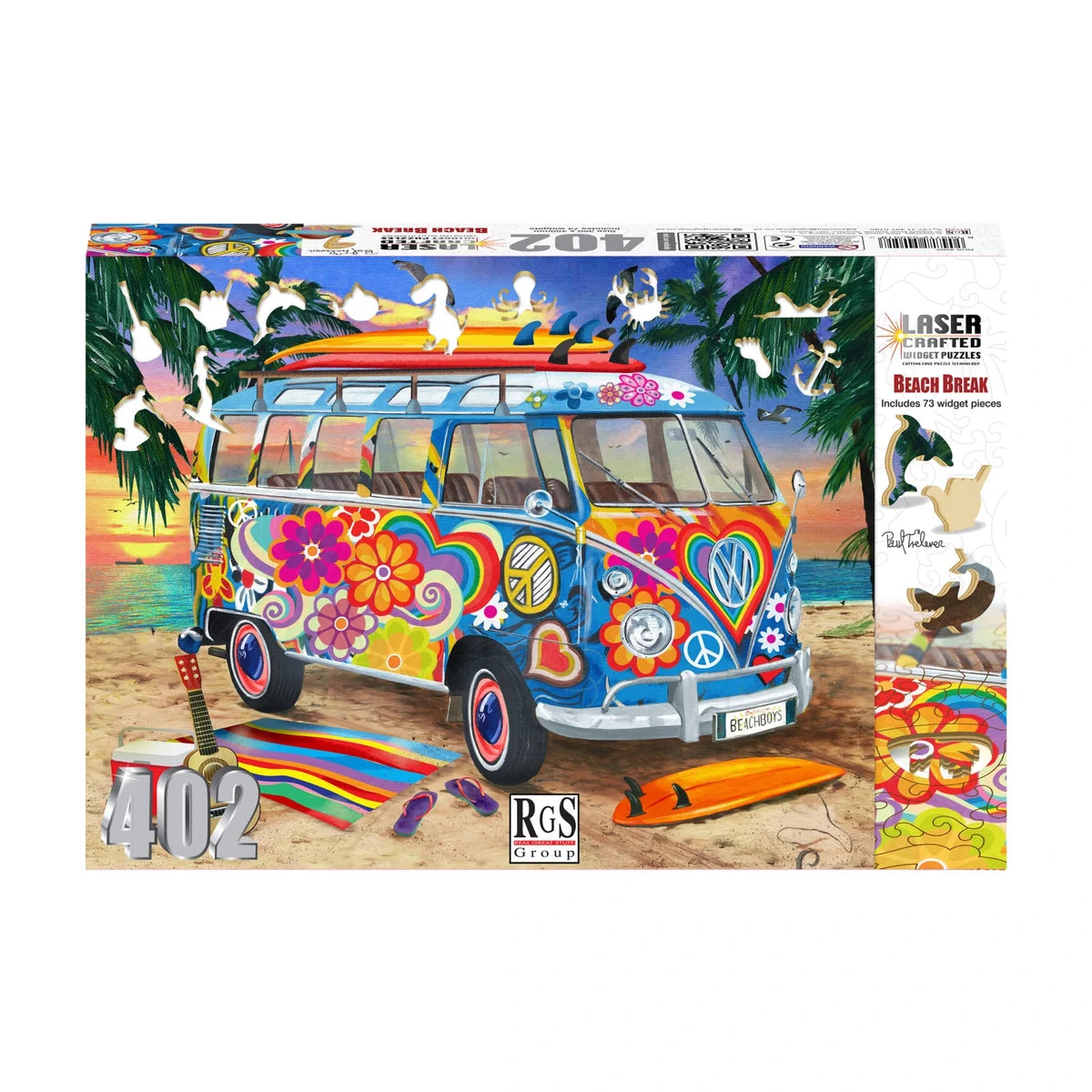 RGS Beach Break 402 piece wooden laser cut widget puzzle box front
