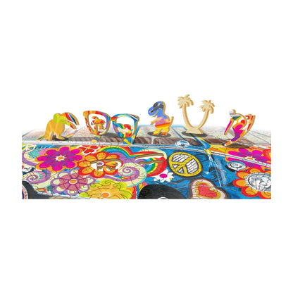 Beach Break wooden widget puzzle in progress showing raised themed pieces