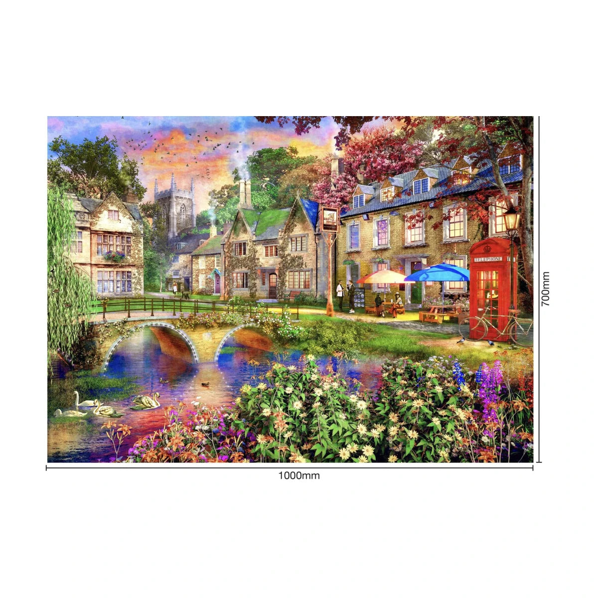 Finished size dimensions for RGS Cotswold Way 2000 piece puzzle 1000 x 700mm