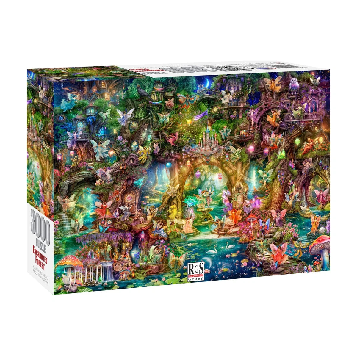 RGS Enchanted Forest of the Fairies 3000 piece jigsaw puzzle box packaging showing product name and artwork