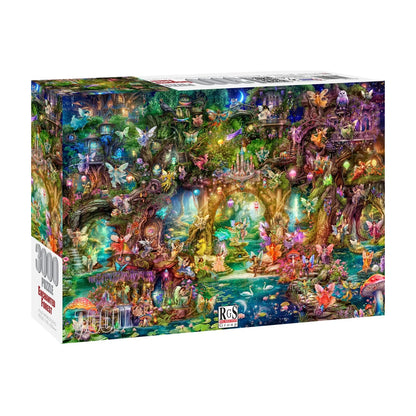 RGS Enchanted Forest of the Fairies 3000 piece jigsaw puzzle box packaging showing product name and artwork