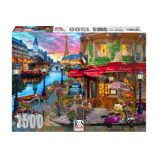 RGS On the Seine 1500pc jigsaw puzzle box showing Paris Seine river scene
