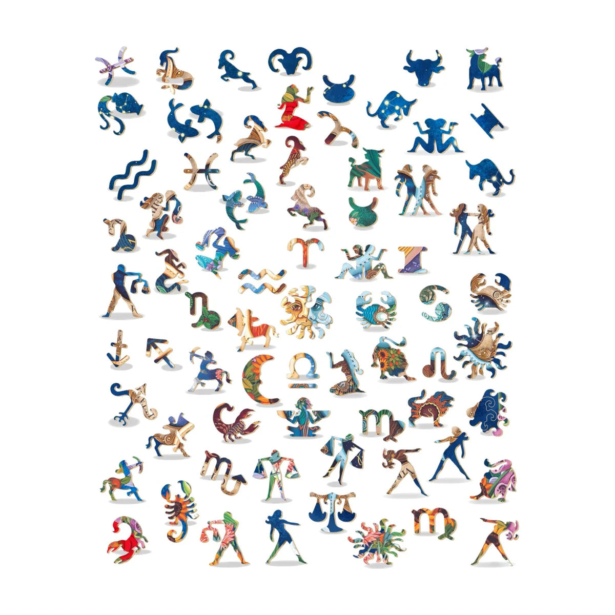 Star Legends widget puzzle unique themed wooden pieces layout showing zodiac and celestial designs