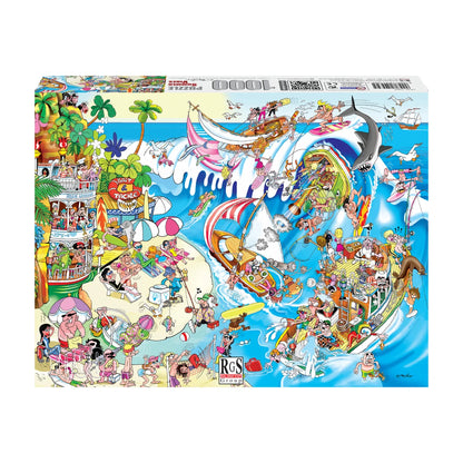 RGS Summer Vibes 1000pc jigsaw puzzle box showing the beach themed cartoon artwork and piece count