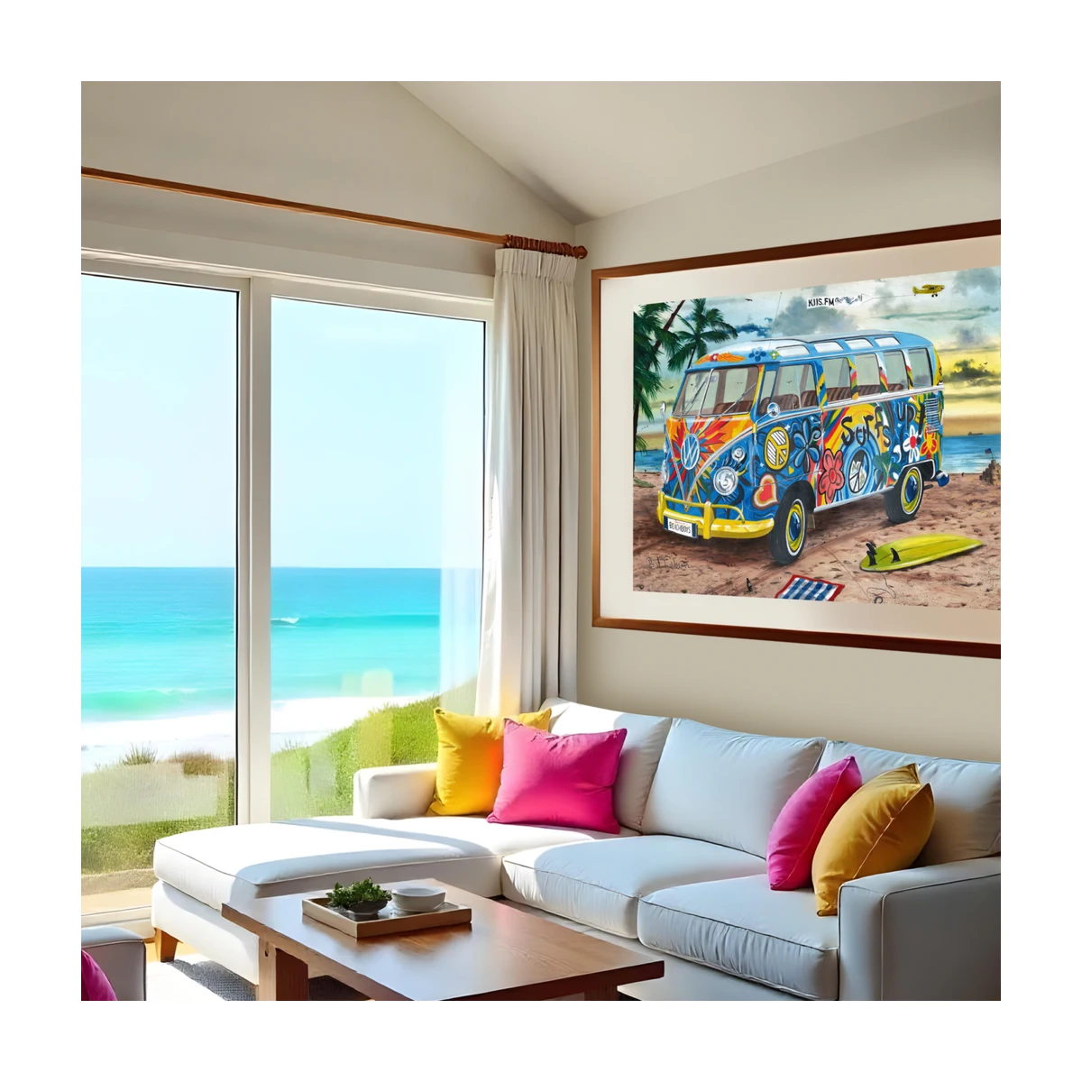 Surf’s Up jigsaw puzzle framed wall art lifestyle scene beach themed décor