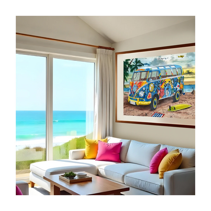 Surf’s Up jigsaw puzzle framed wall art lifestyle scene beach themed décor