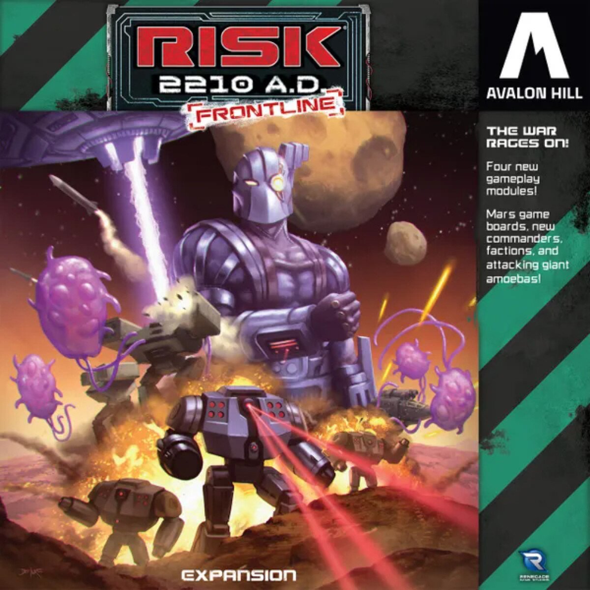 Risk 2210 A.D. Frontline Expansion front cover artwork by Avalon Hill and Renegade Game Studios