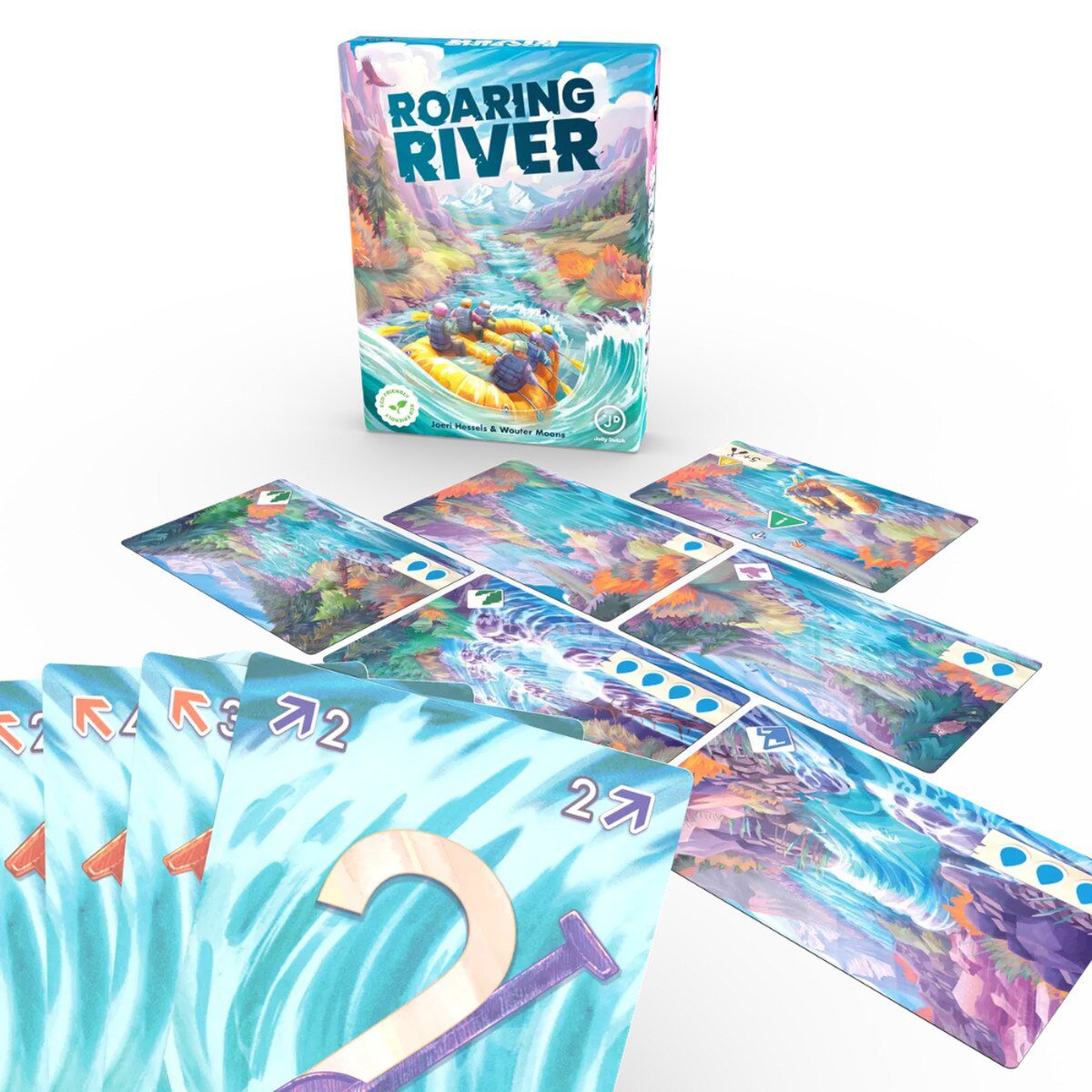 Roaring River Card Game by Jolly Dutch with game box, River cards and Paddle cards