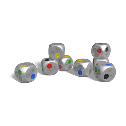 RONE Invasion customisable dice with removable coloured screws used to generate resources during gameplay