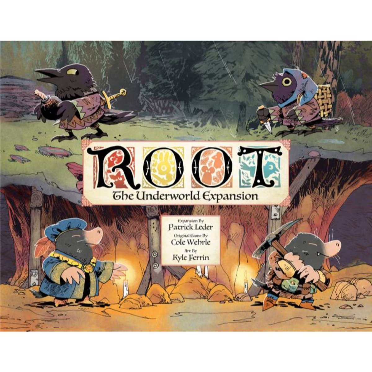 Root The Underworld Expansion cover artwork featuring Underground Duchy and Corvid Conspiracy characters