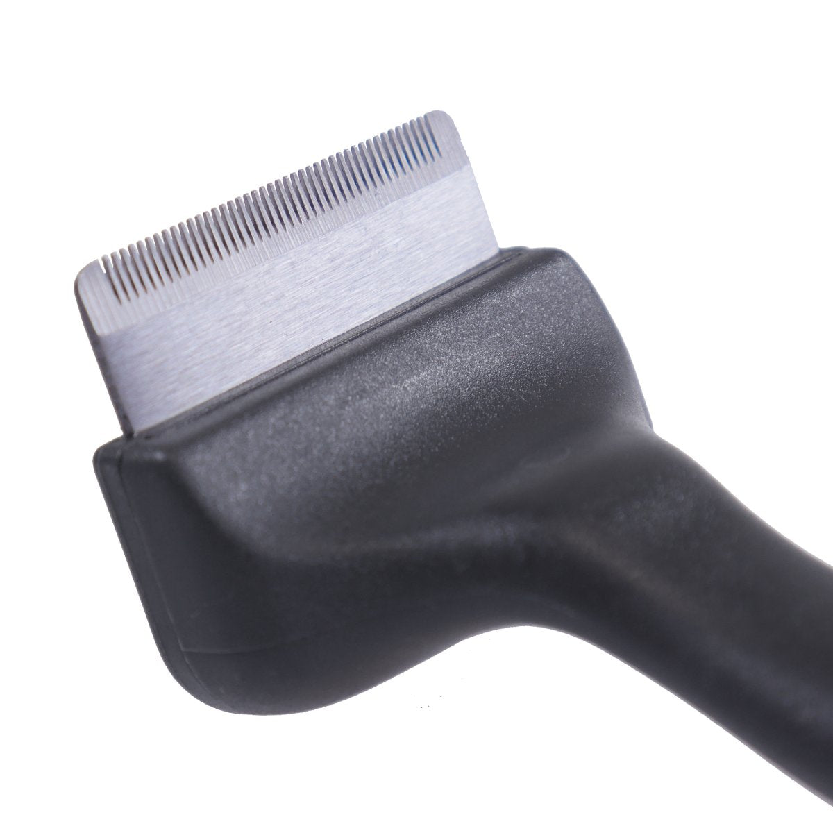 Close-up of Rosewood Cat Moult Stoppa stainless-steel de-shedding blade