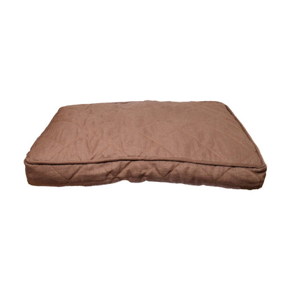 Rosewood Chocolate Tweed Dog Mattress featuring a rectangular padded design, chocolate brown tweed fabric and quilted surface on a white background.