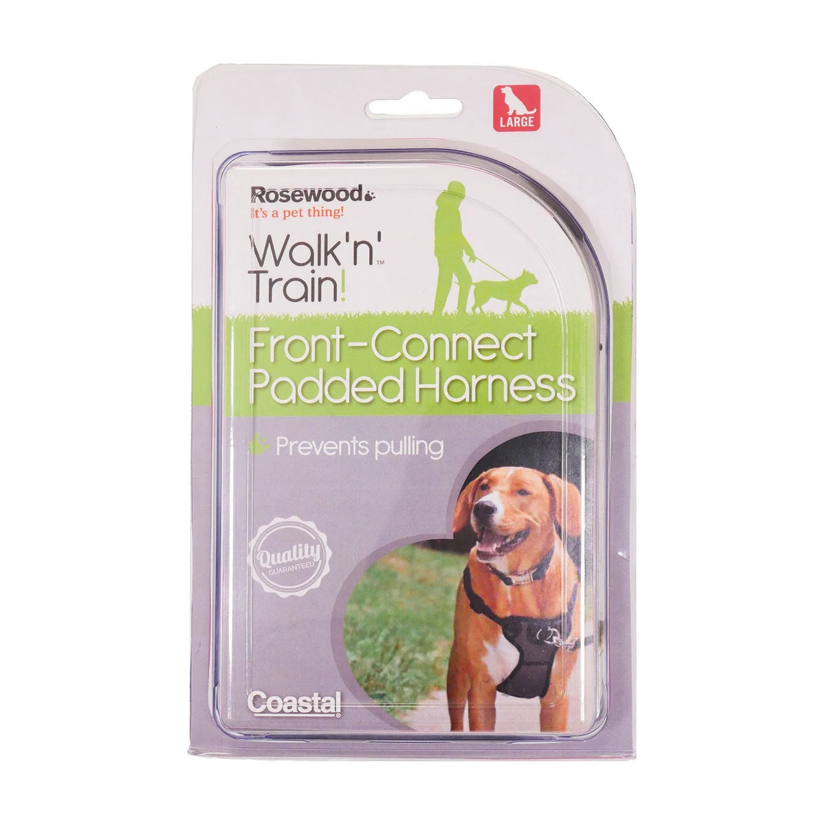 Rosewood Coastal Walk 'n Train Front-Connect Padded Dog Harness Large in packaging