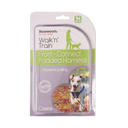 Rosewood Coastal Walk 'n Train Front-Connect Padded Dog Harness Medium in packaging