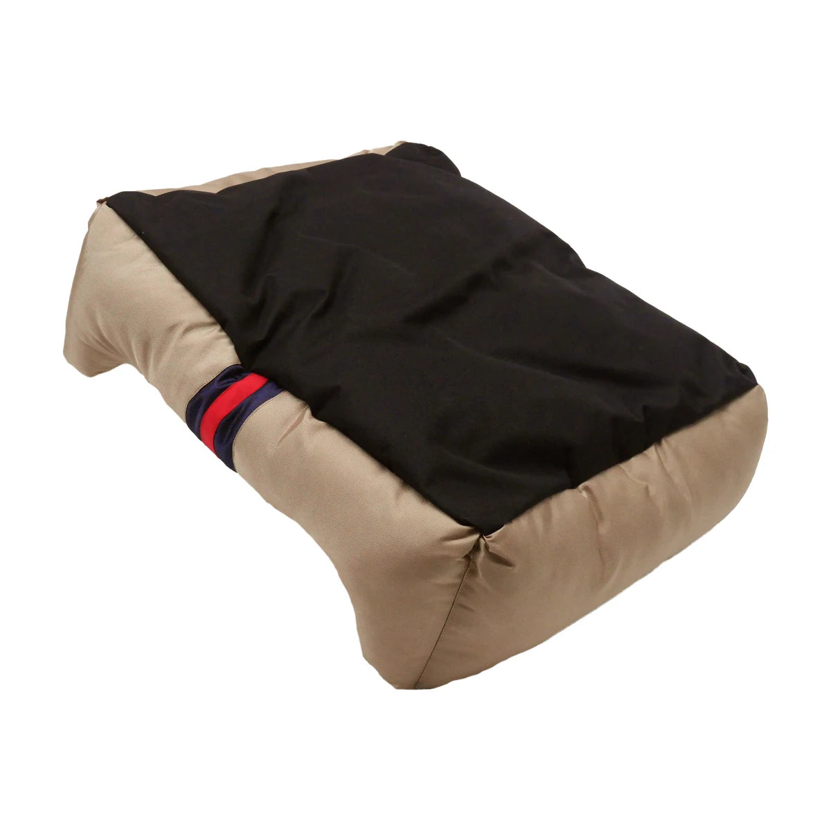 Underside view of the Rosewood Designer Water-Resistant Pet Bed showing its black base and beige padded outer edges.