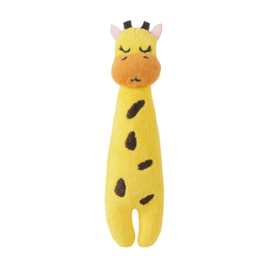 Full yellow Rosewood Eco Friendly Giraffe Grab Cat Toy shown upright on a white background