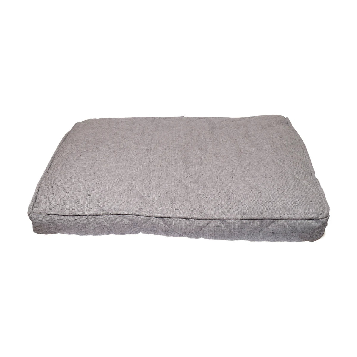 Rosewood Grey Tweed Mattress rectangular dog bed in medium size with thick cushioned design and neutral grey fabric on a white background.