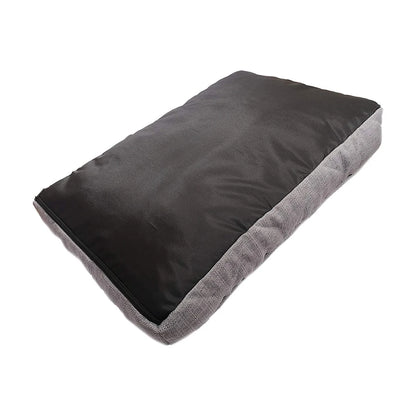 Underside view of the Rosewood Grey Tweed Mattress showing the dark non-slip base, grey tweed sides