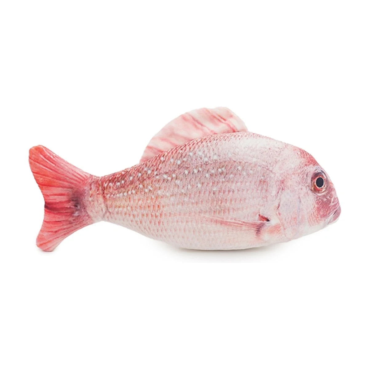 Rosewood Jolly Moggy Catnip Red Snapper plush fish cat toy side view on white background