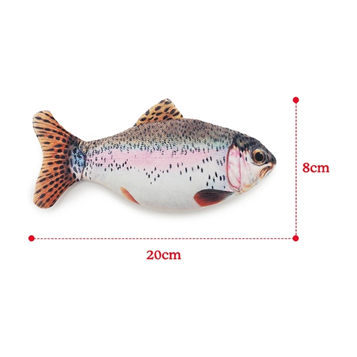 Rosewood Jolly Moggy Catnip Trout Toy size guide 20 cm by 8 cm