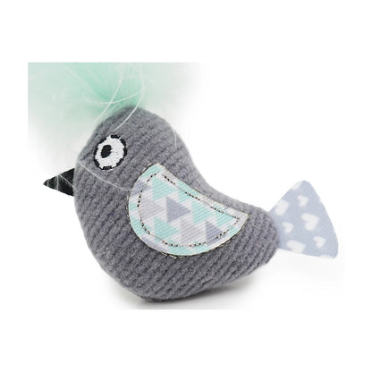 Side view of Rosewood Jolly Moggy Catnip Tune Chaser Bird grey bird cat toy