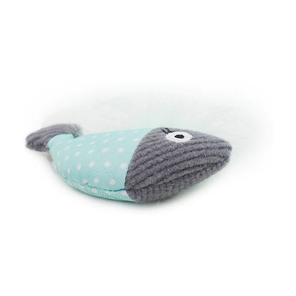 Rosewood Jolly Moggy Catnip Tune Chaser Fish grey and mint catnip sound toy