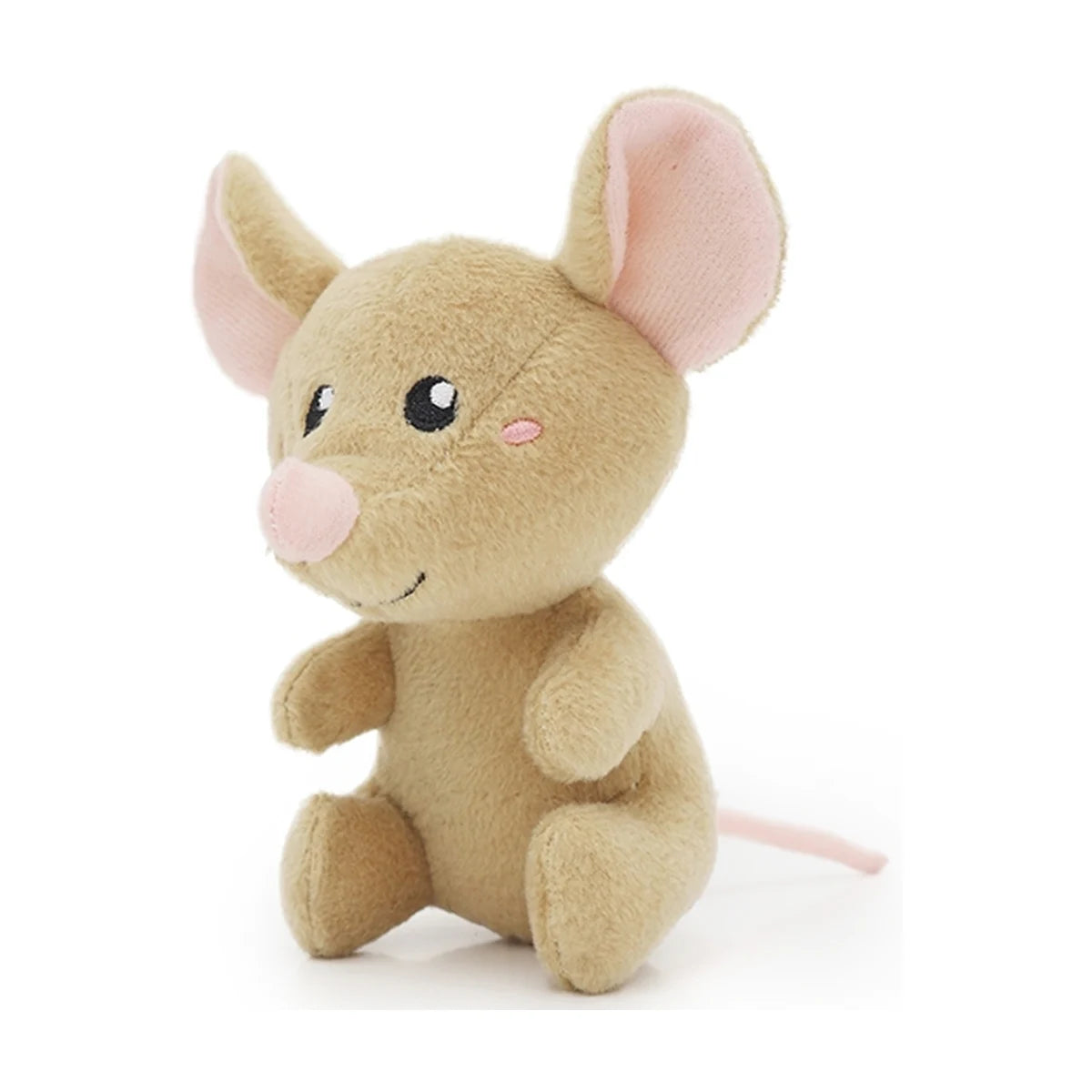 Rosewood Jolly Moggy beige mouse plush catnip toy side view with tail