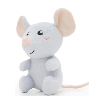 Rosewood Jolly Moggy grey mouse plush catnip toy side view with tail