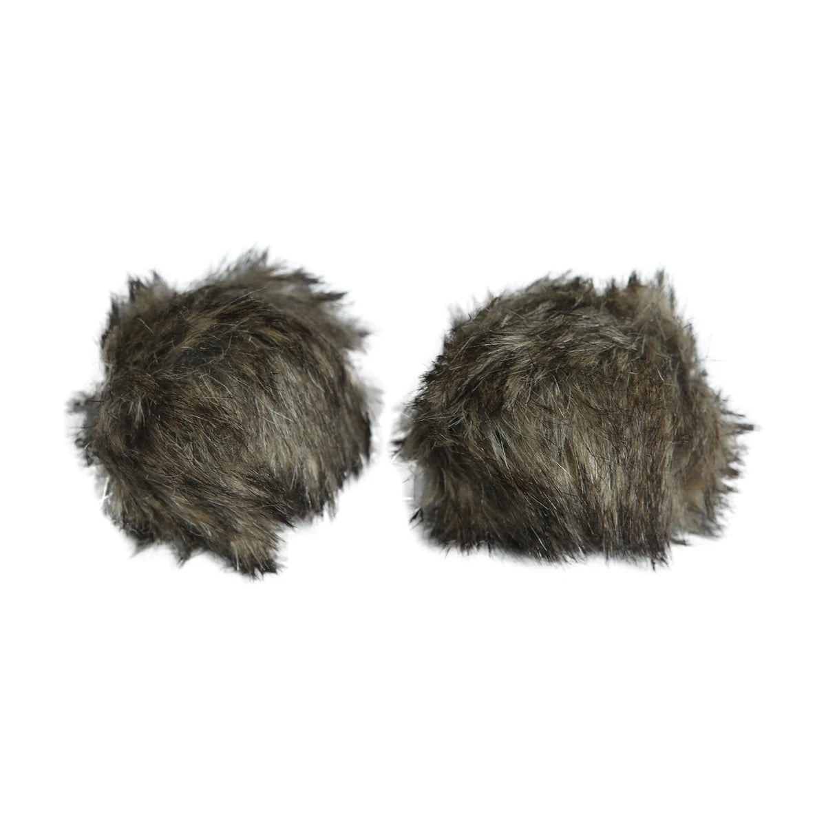 Two Rosewood Jolly Moggy furry silvervine plush cat balls on a white background