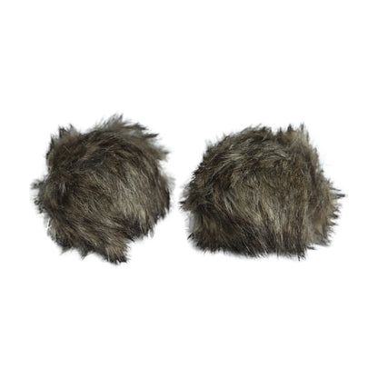 Two Rosewood Jolly Moggy furry silvervine plush cat balls on a white background